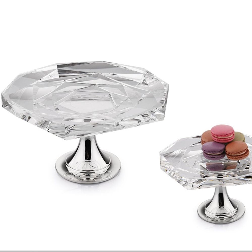 Winko Compote Round Dish With Pedestal 20cm Diamond Handmade Lead Free K9 Crystal Rose Blossom