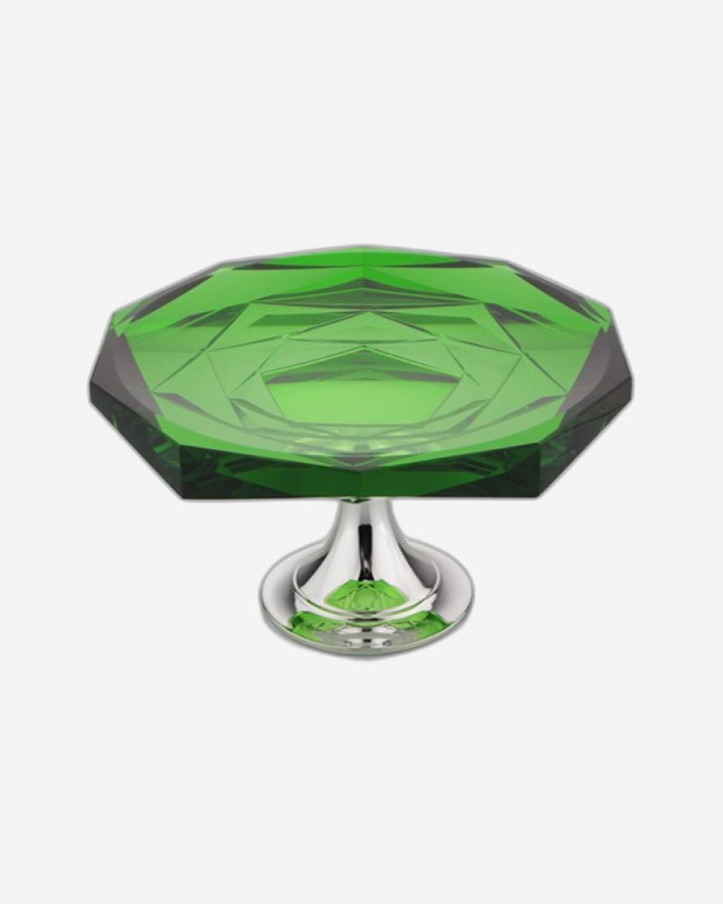 Winko Compote Round Dish With Pedestal 20cm Diamond  Handmade Lead Free K9  Olivine Green Crystal Rose