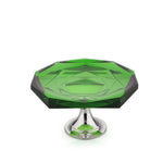 Winko Compote Round Dish With Pedestal 20cm Diamond  Handmade Lead Free K9  Olivine Green Crystal Rose