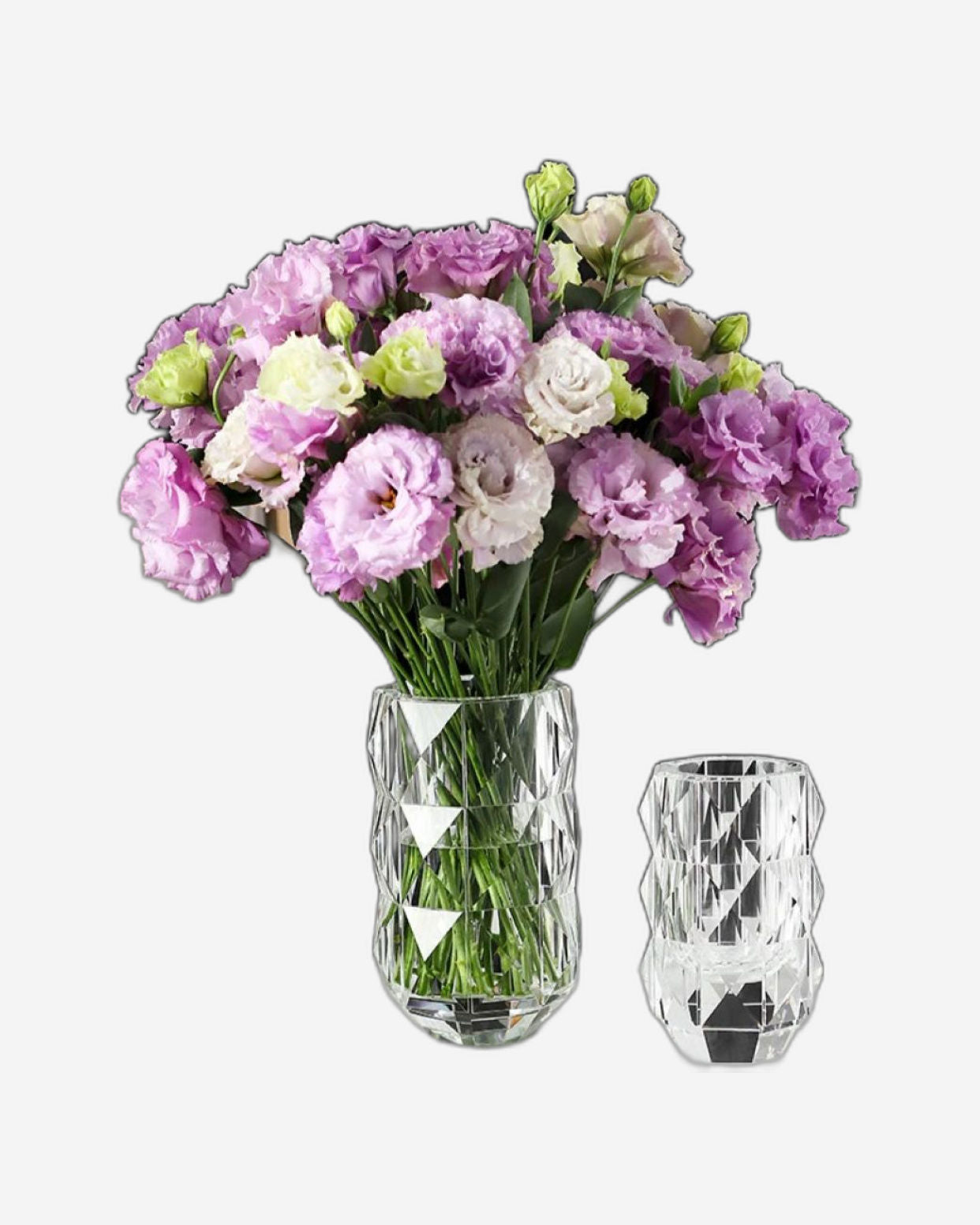 Winko Small Diamond Cut Round Vase 10cm Diamond X 16cm Handmade Lead Free K9 Crystal.
