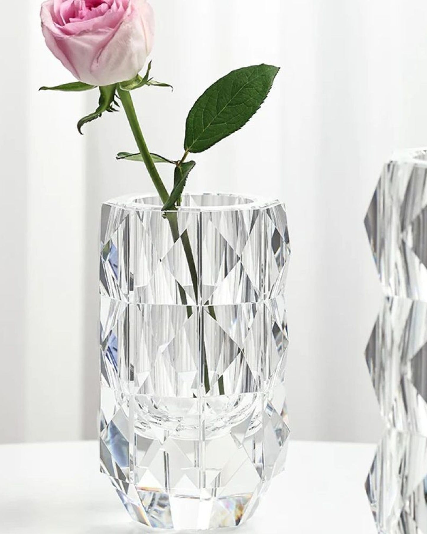 Winko Small Diamond Cut Round Vase 10cm Diamond X 16cm Handmade Lead Free K9 Crystal.