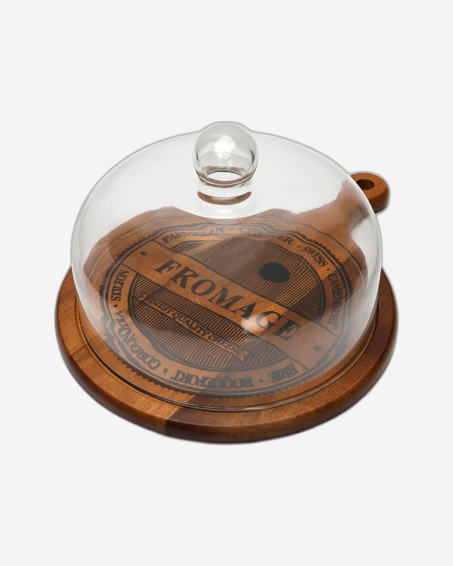 Home Fashion Acacia Wood/Glass Cheese Set