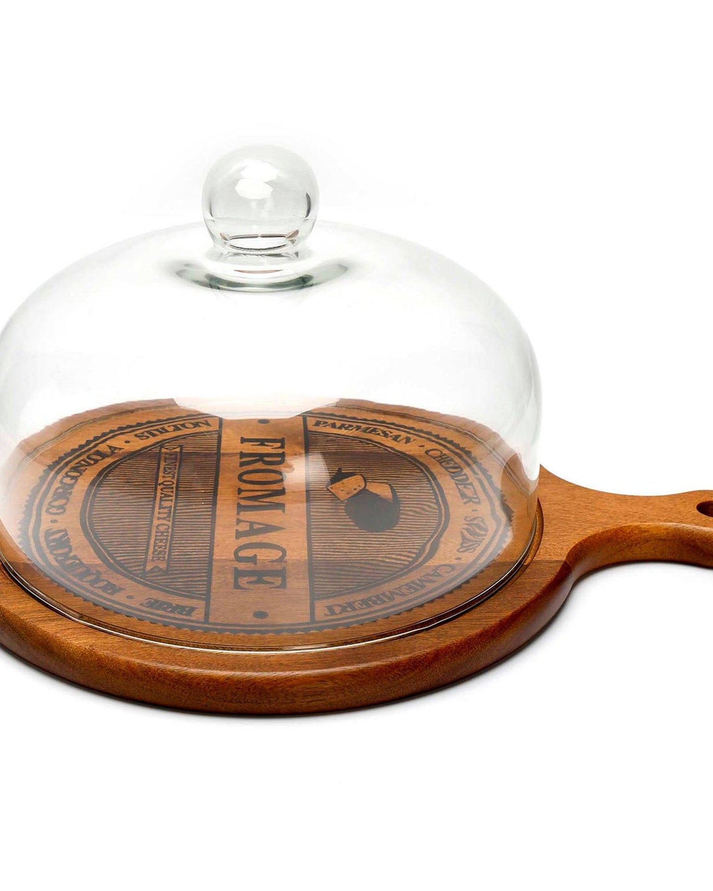 Home Fashion Acacia Wood/Glass Cheese Set