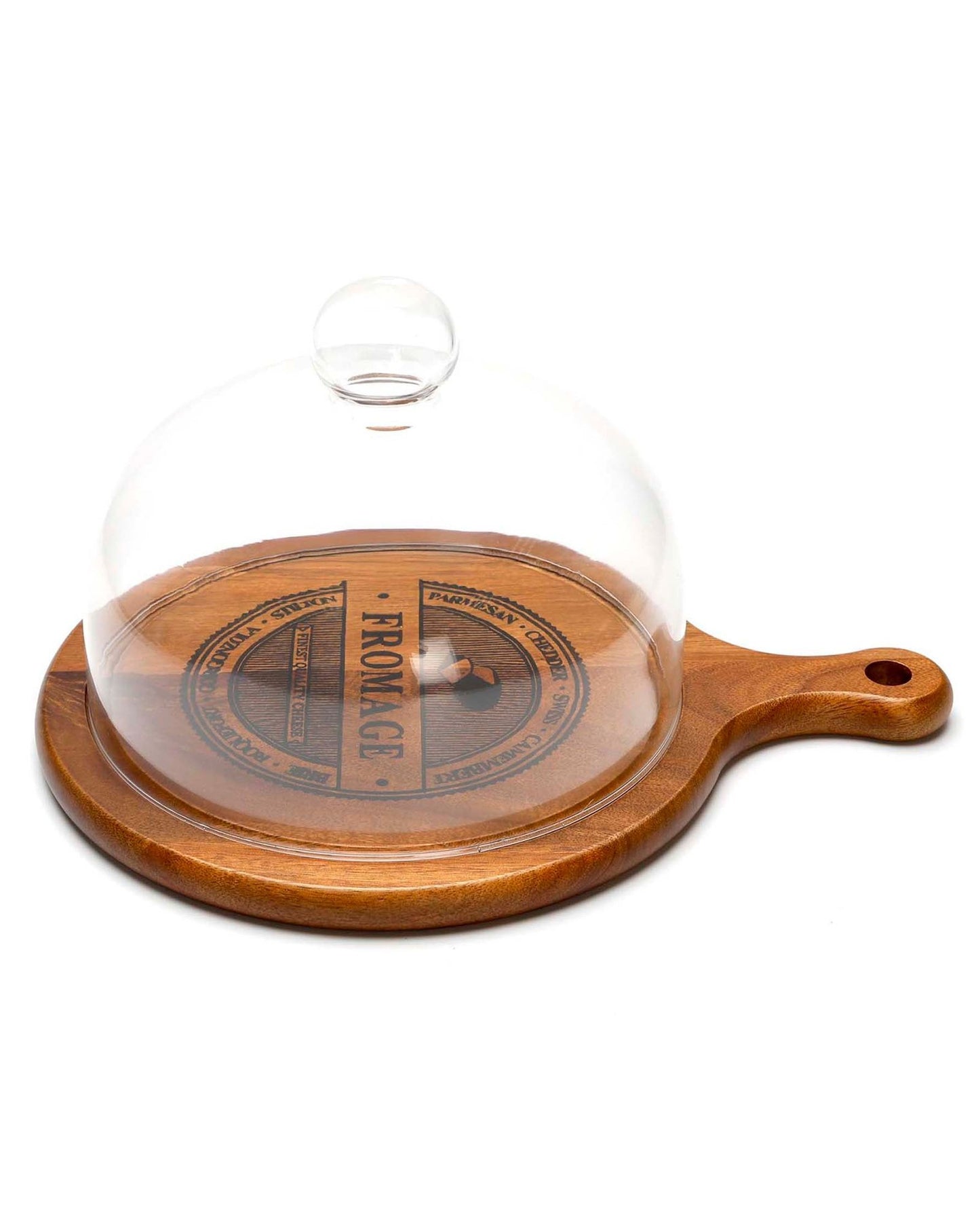 Home Fashion Acacia Wood/Glass Cheese Set