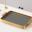 Chaoan Amber Large Leather Tray - Shiny Grey With Gold (Size Without Handle 49X32X3.6Cm)