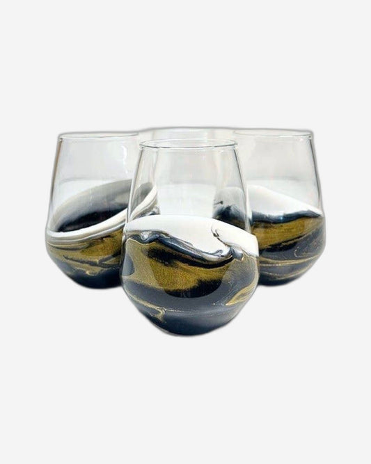 Lynn & Liana Resin Accented Entertaining Glasses Navy Blue - Set Of 4
