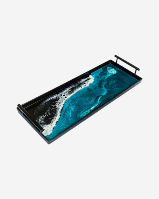 Lynn & Liana Resin Accented Black Metal Rectangular Tray