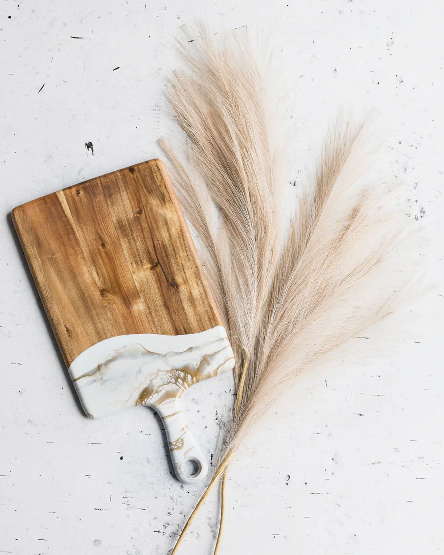 Lynn & Liana Medium Resin Accented Acacia Wood Board - Silver