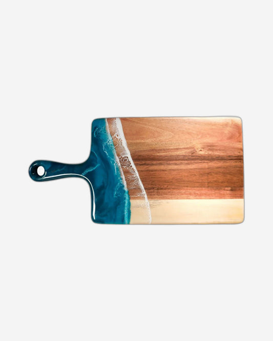 Lynn & Liana Medium Resin Accented Acacia Wood Board - Blue