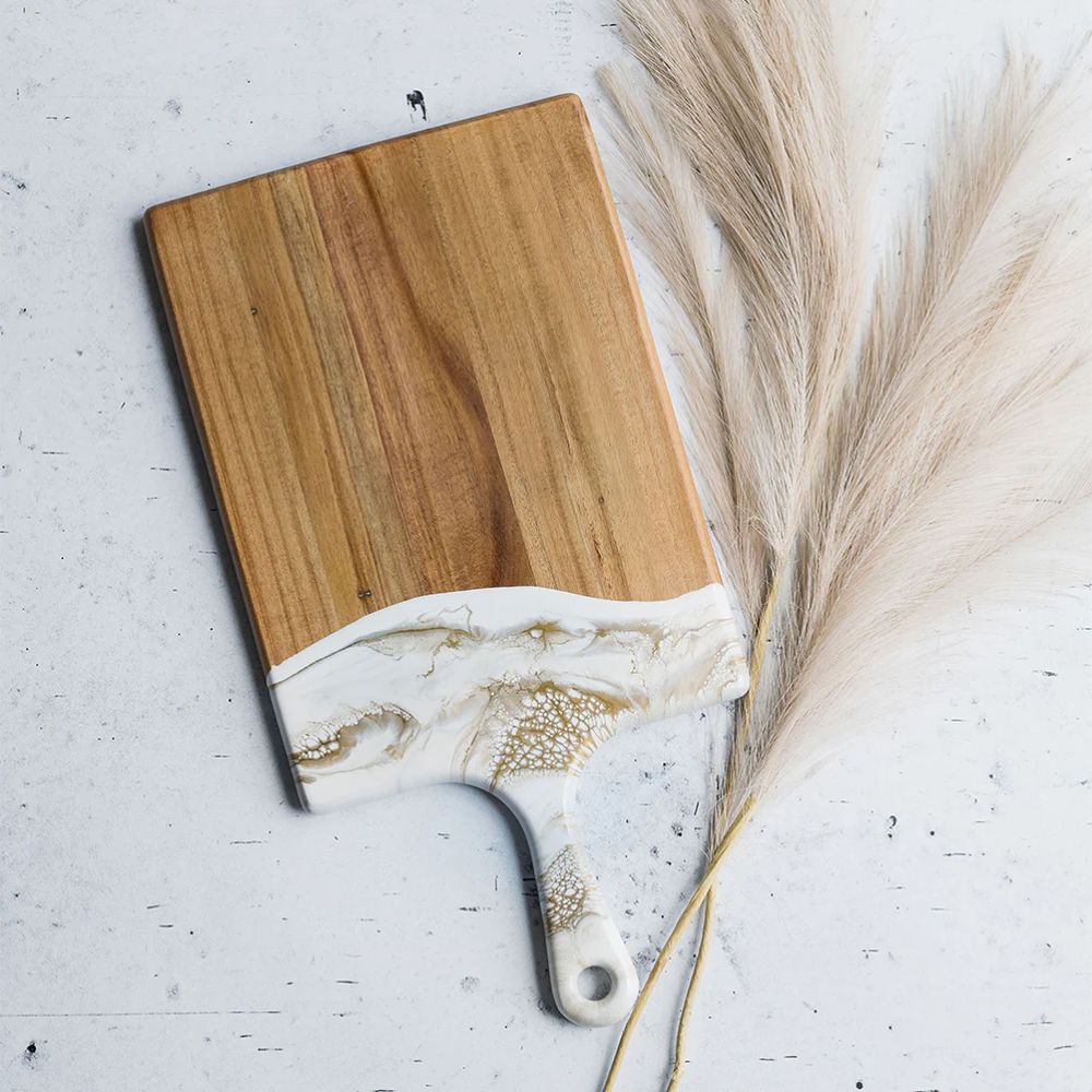 Lynn & Liana Large Resin Accented Acacia Wood Board