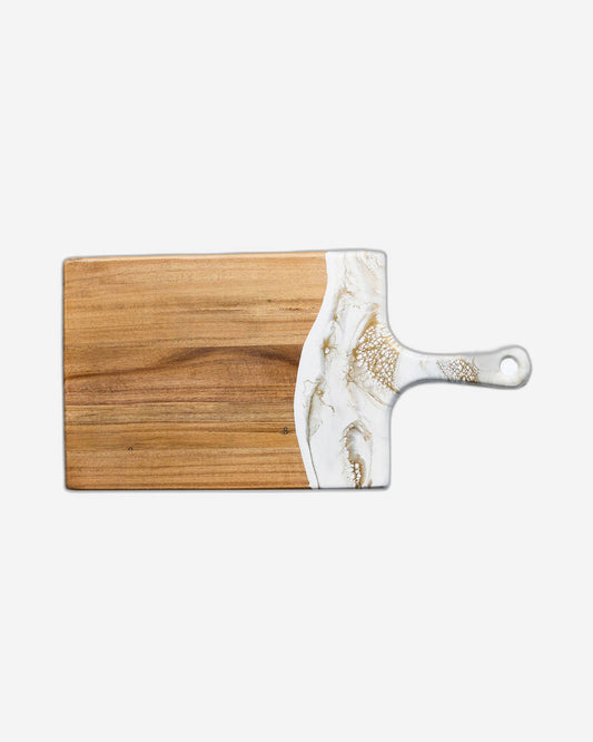 Lynn & Liana Extra Large Resin Accented Acacia Wood Board White