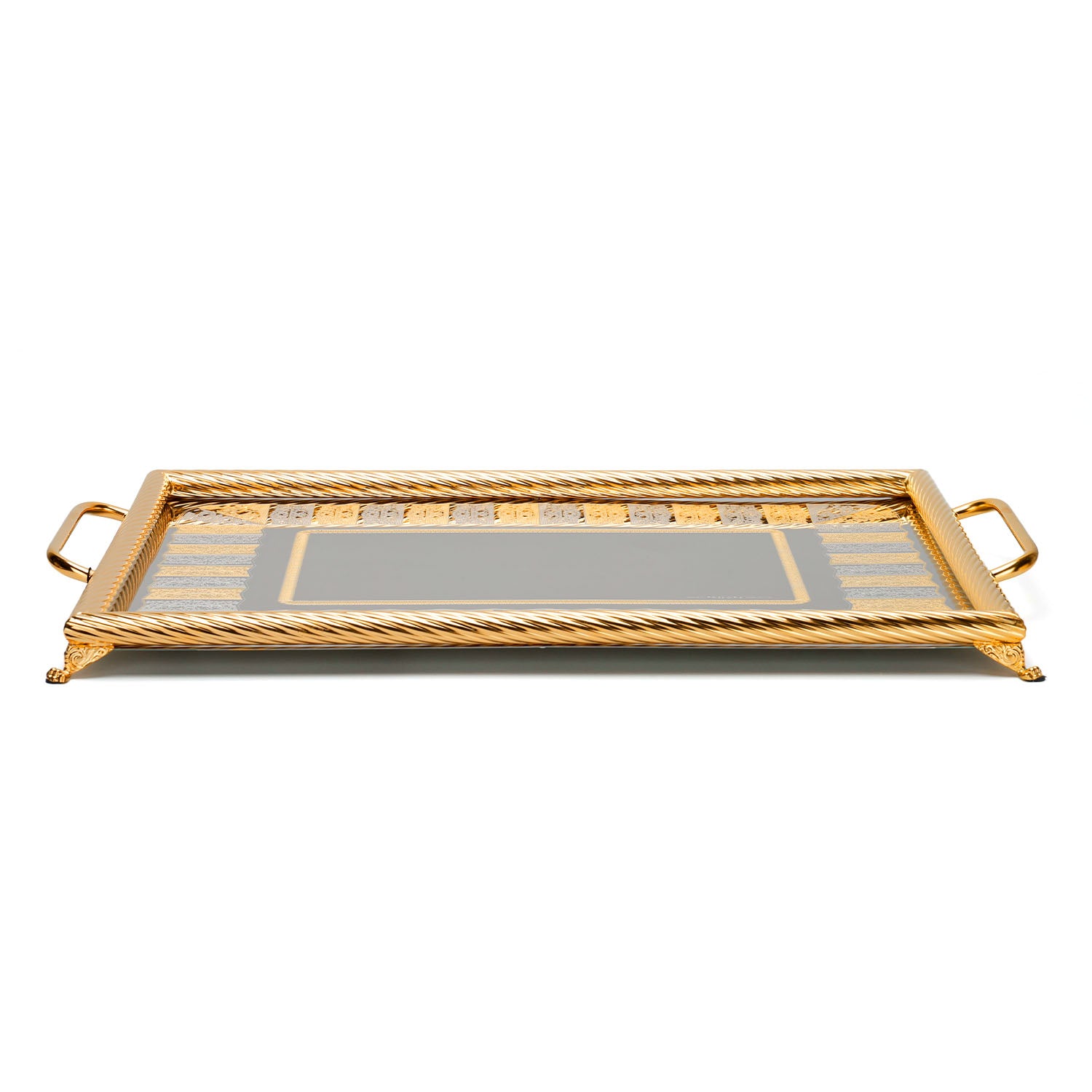 Tresors Alexie Gold Rect Tray Cm 50X35