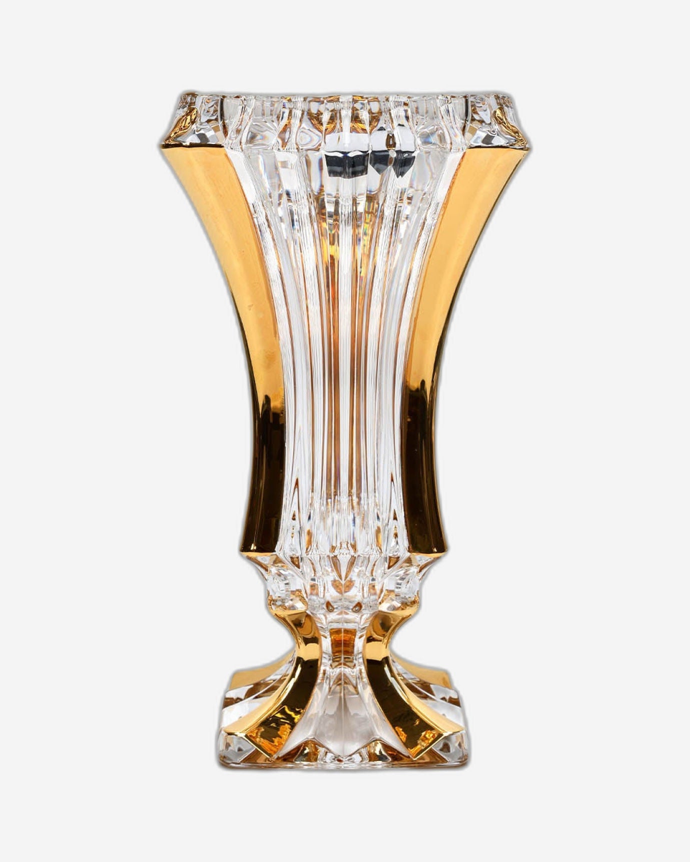 Bohemia Prague Vase With Gold Non Lead Crystal