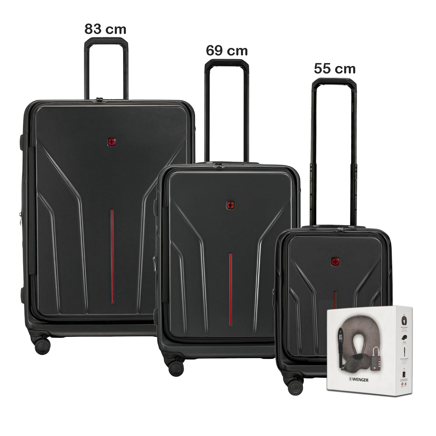 Wenger Apmlix Set of 3 Trolley 54+68+82cm + Free Travel Acessories