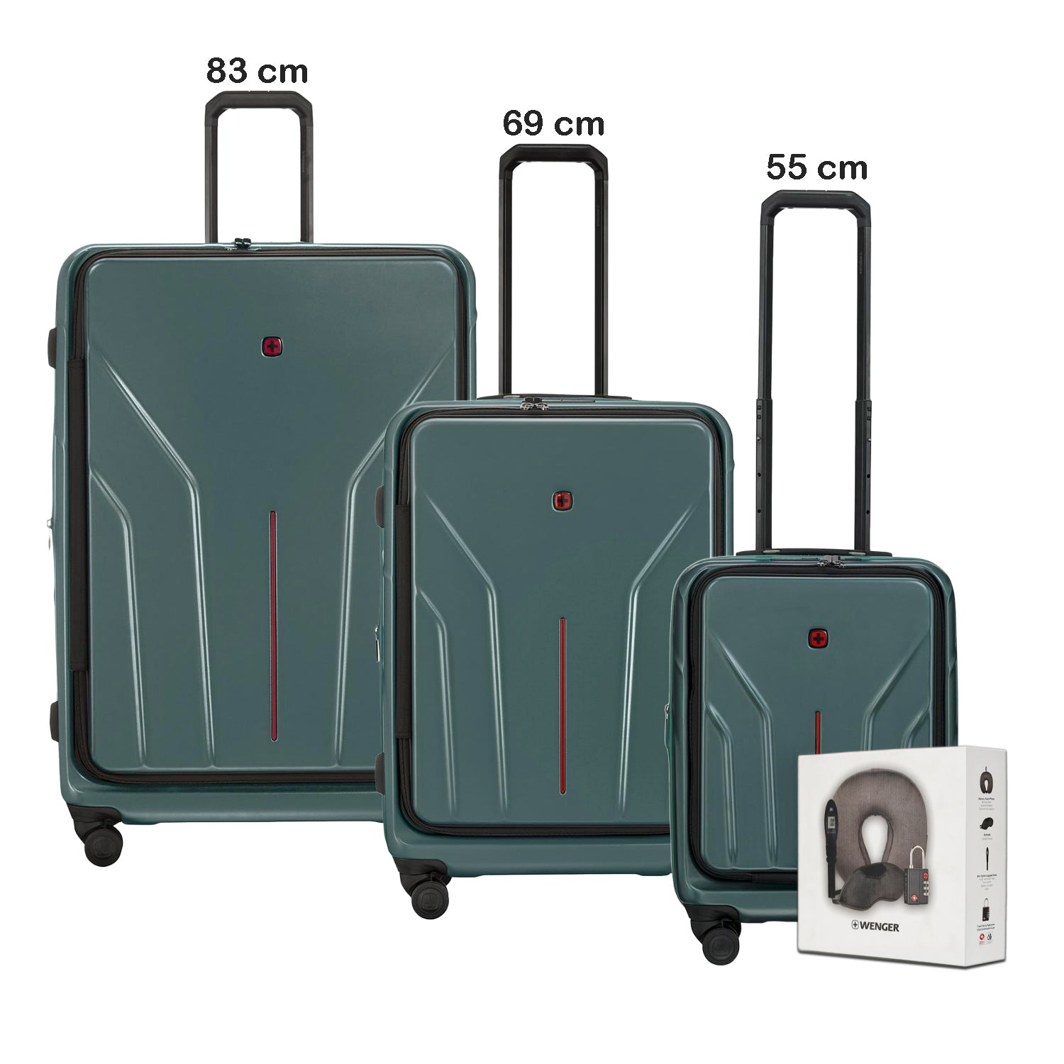 Wenger Apmlix Set of 3 Trolley 54+68+82cm + Free Travel Acessories