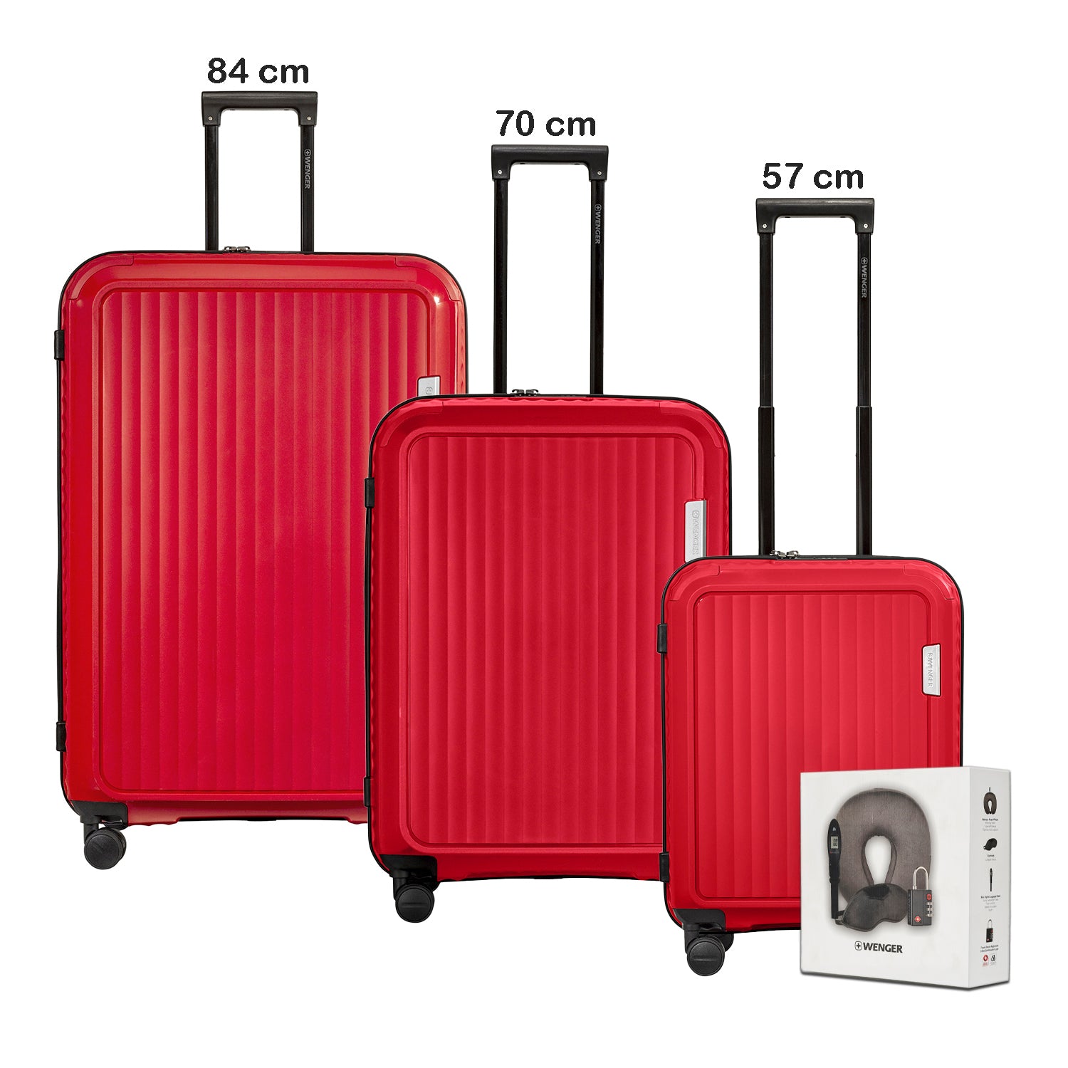 Wenger Optimo Set of 3 Trolley 54+68+81cm + Free Travel Acessories
