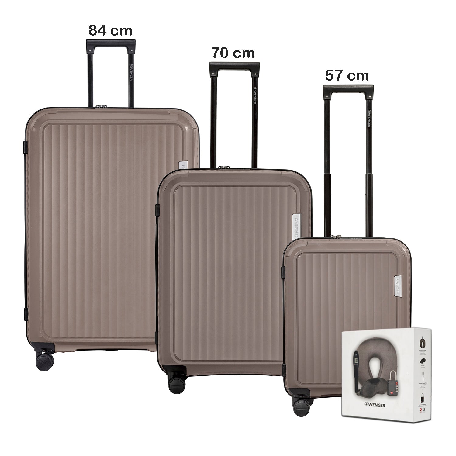 Wenger Optimo Set of 3 Trolley 54+68+81cm + Free Travel Acessories