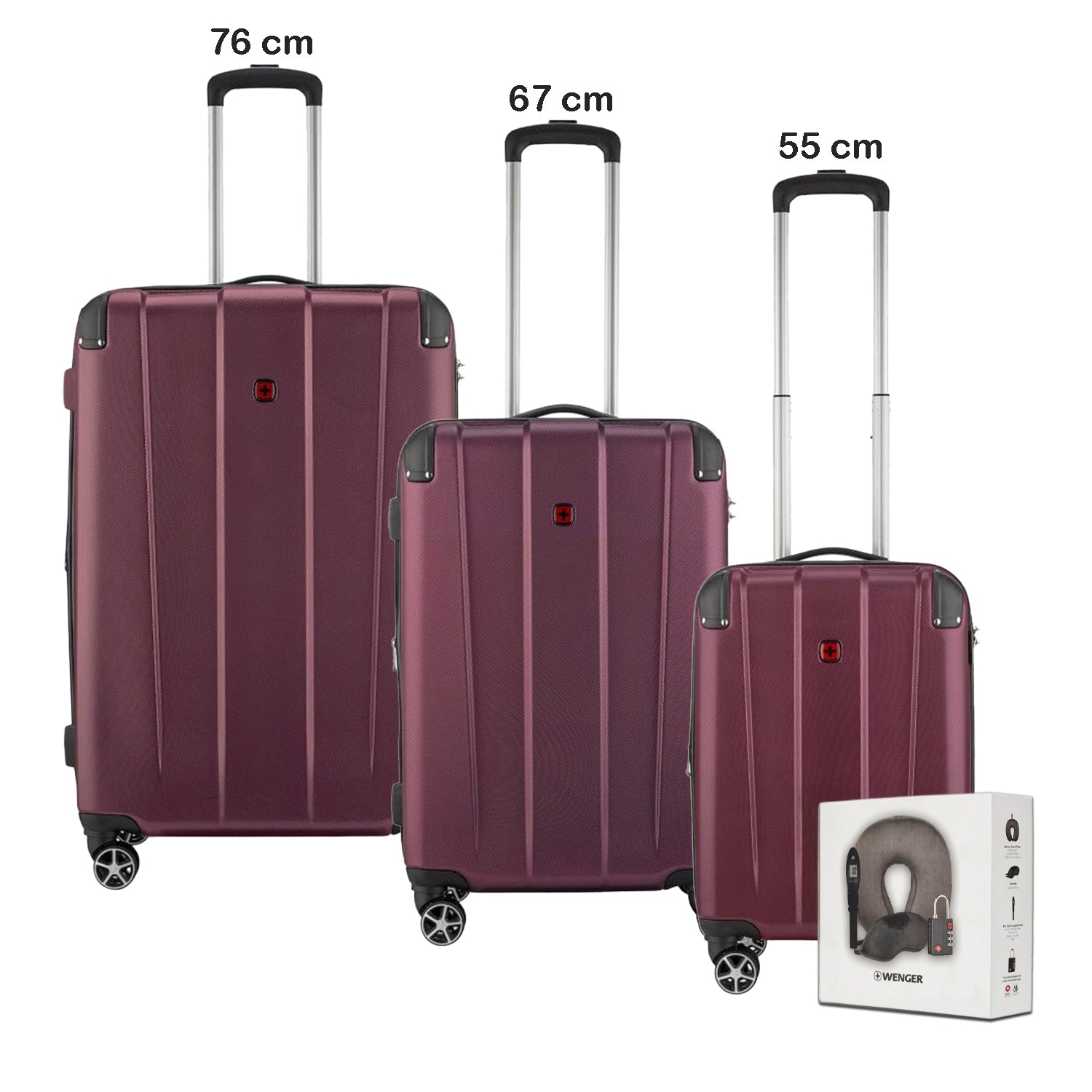 Wenger Protector Set of 3 Trolley 55+69+81cm + Free Travel Acessories