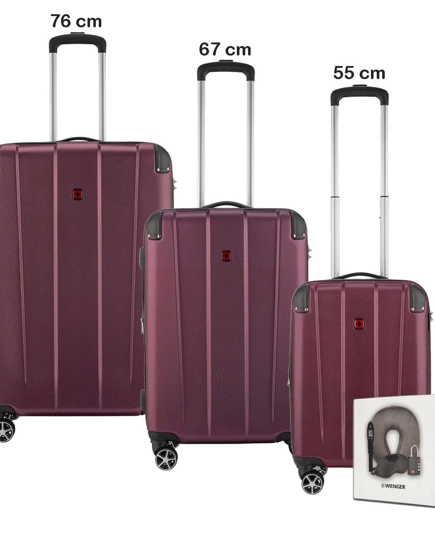 Wenger Protector Set of 3 Trolley 55+69+81cm + Free Travel Acessories