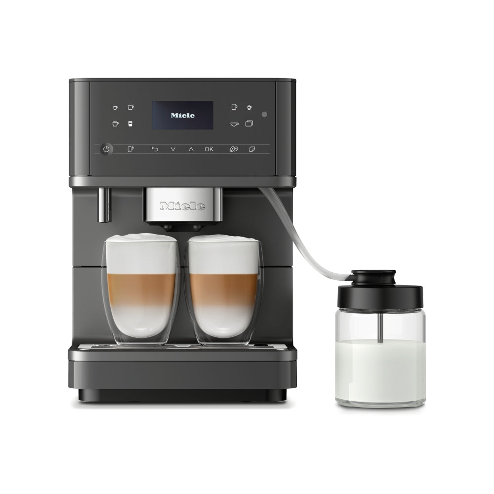 Miele CM 6560 MilkPerfection Automatic Bean-to-Cup Coffee Machine - OneTouch for Two, AromaticSystem, 8 individual profiles, DoubleShot, WiFi-compatible, LED lighting, in Graphite Grey Pearl Finish