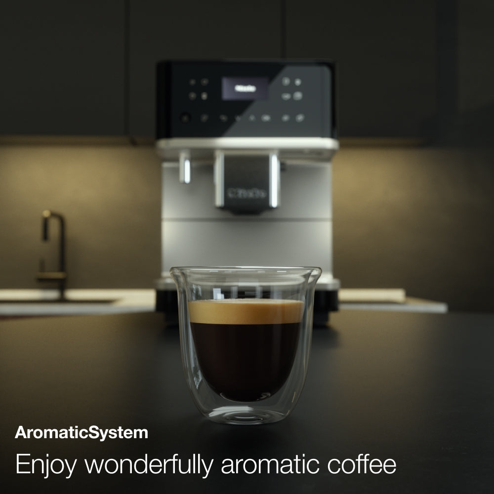 Miele CM 6560 MilkPerfection Automatic Bean-to-Cup Coffee Machine - OneTouch for Two, AromaticSystem, 8 individual profiles, DoubleShot, WiFi-compatible, LED lighting, in Graphite Grey Pearl Finish