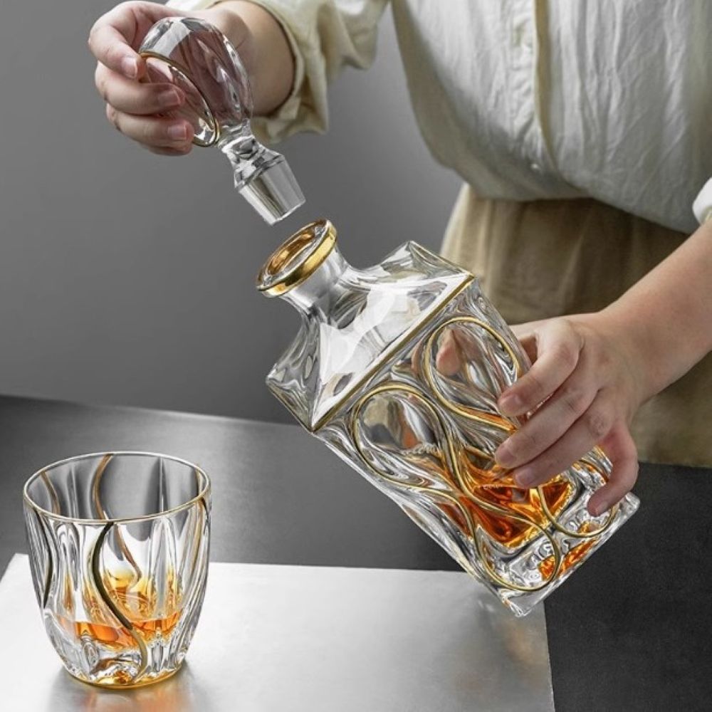 Bohemia Ocean Decanter Non Lead With Gold