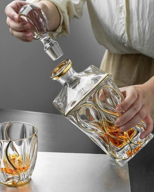 Bohemia Ocean Decanter Non Lead With Gold