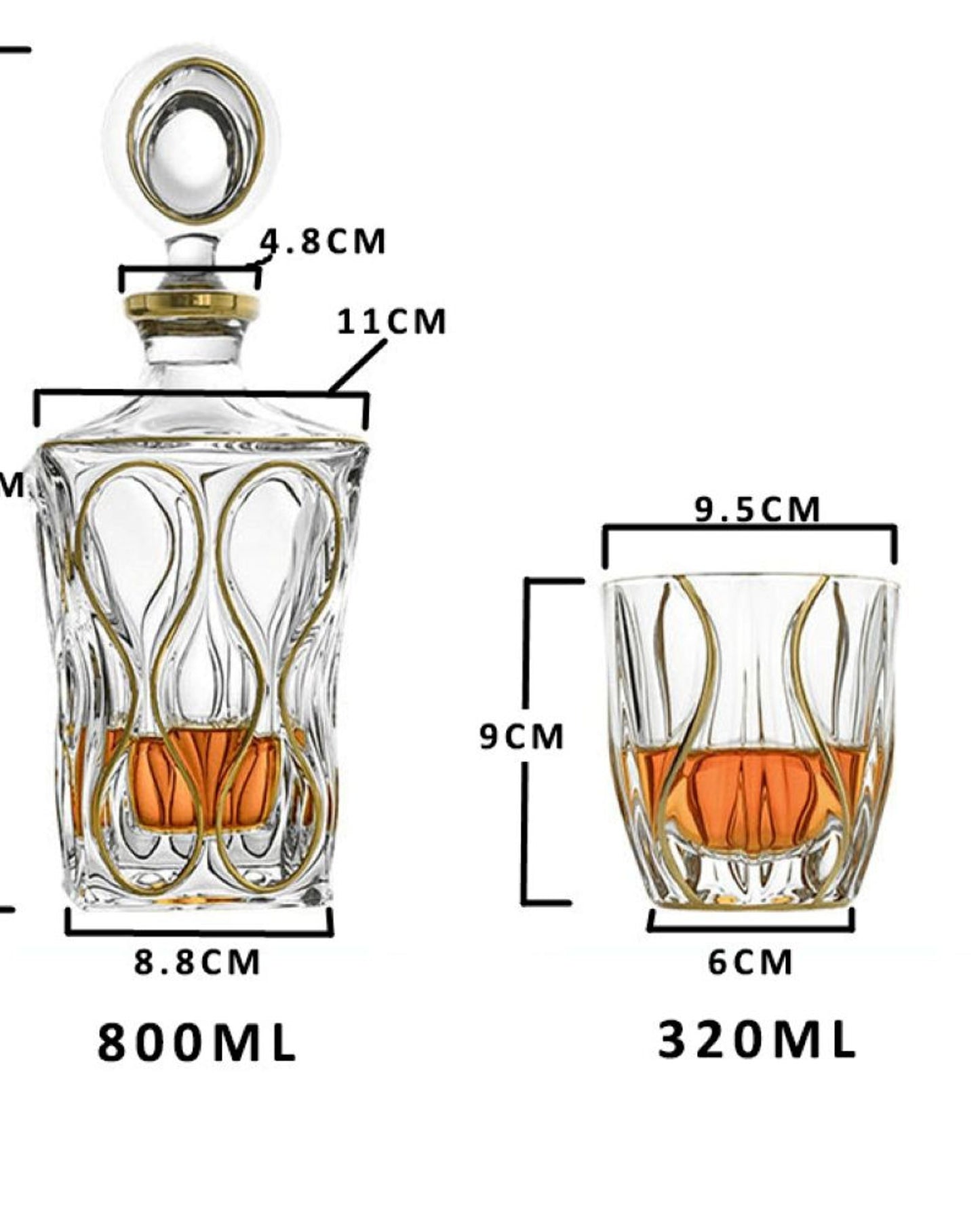 Bohemia Ocean Decanter Non Lead With Gold