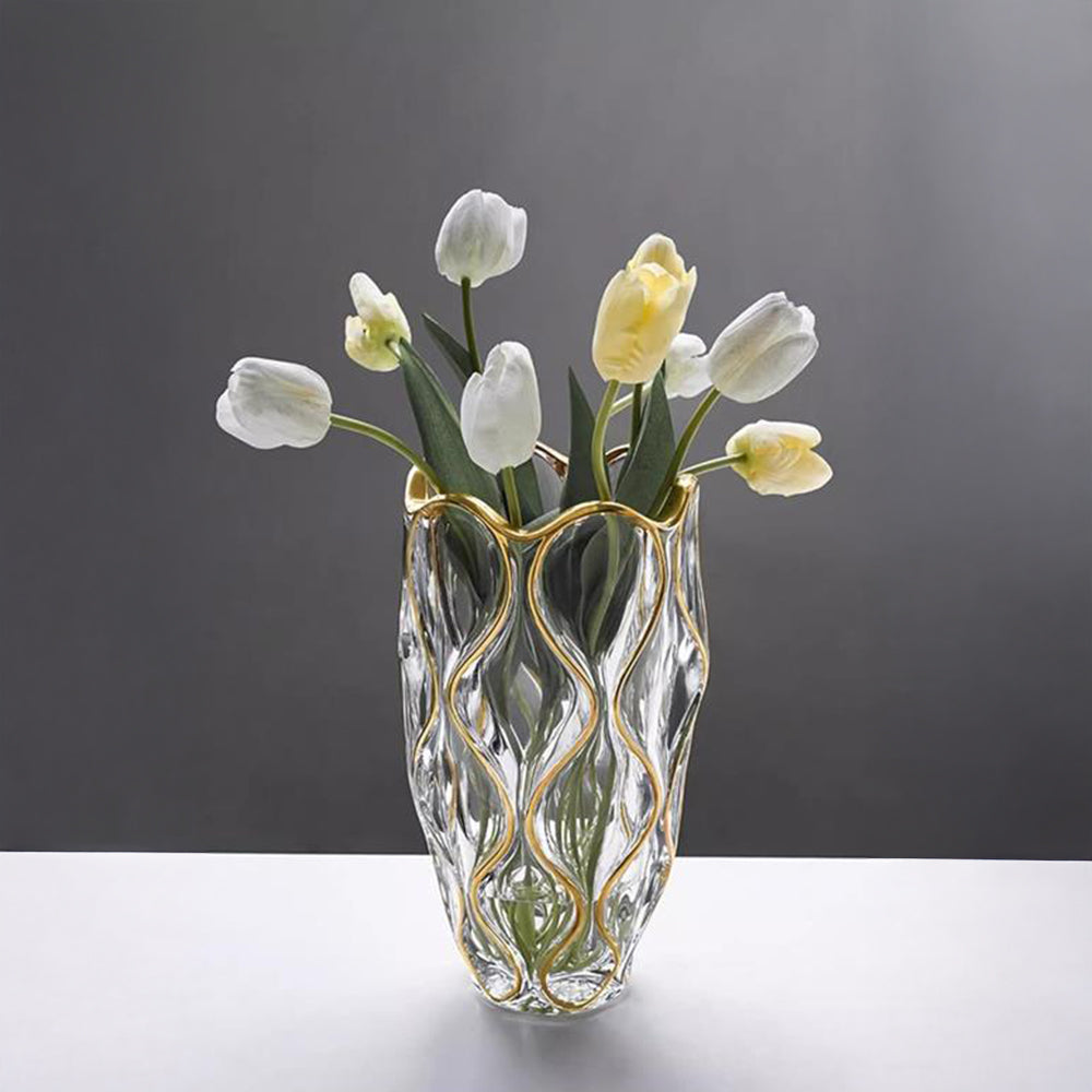Bohemia Ocean Vase Non Lead With Gold