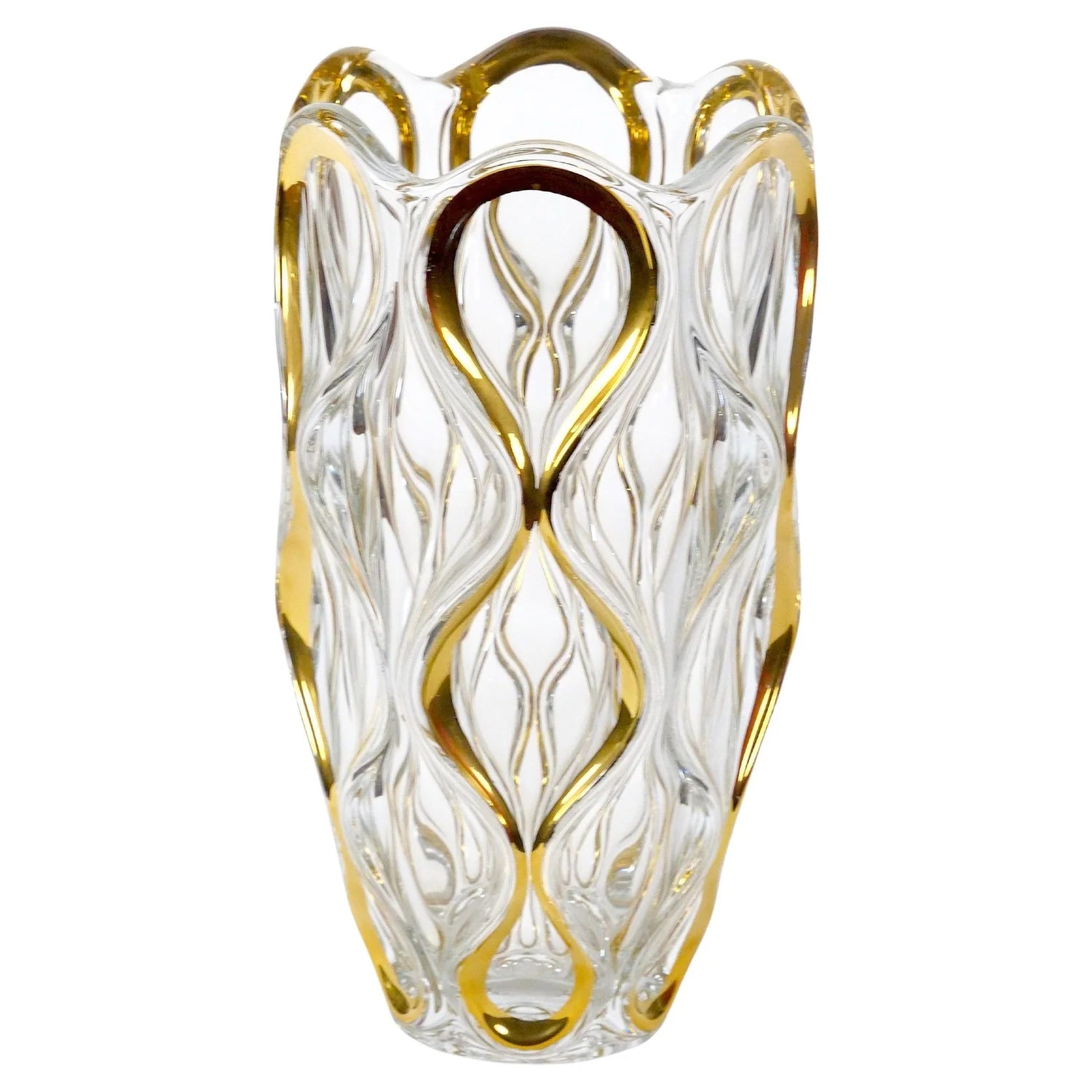 Bohemia Ocean Vase Non Lead With Gold