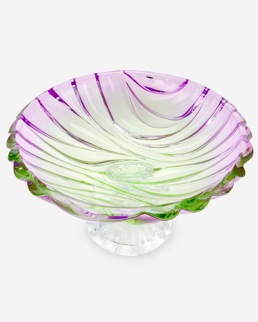 Che Crystal Bohemia Bamboo Ftd Bowl 336 Non Lead With Green And Purple Colors