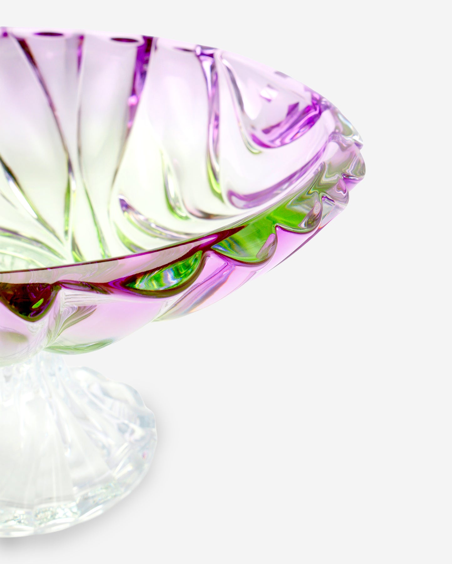 Che Crystal Bohemia Bamboo Ftd Bowl 336 Non Lead With Green And Purple Colors