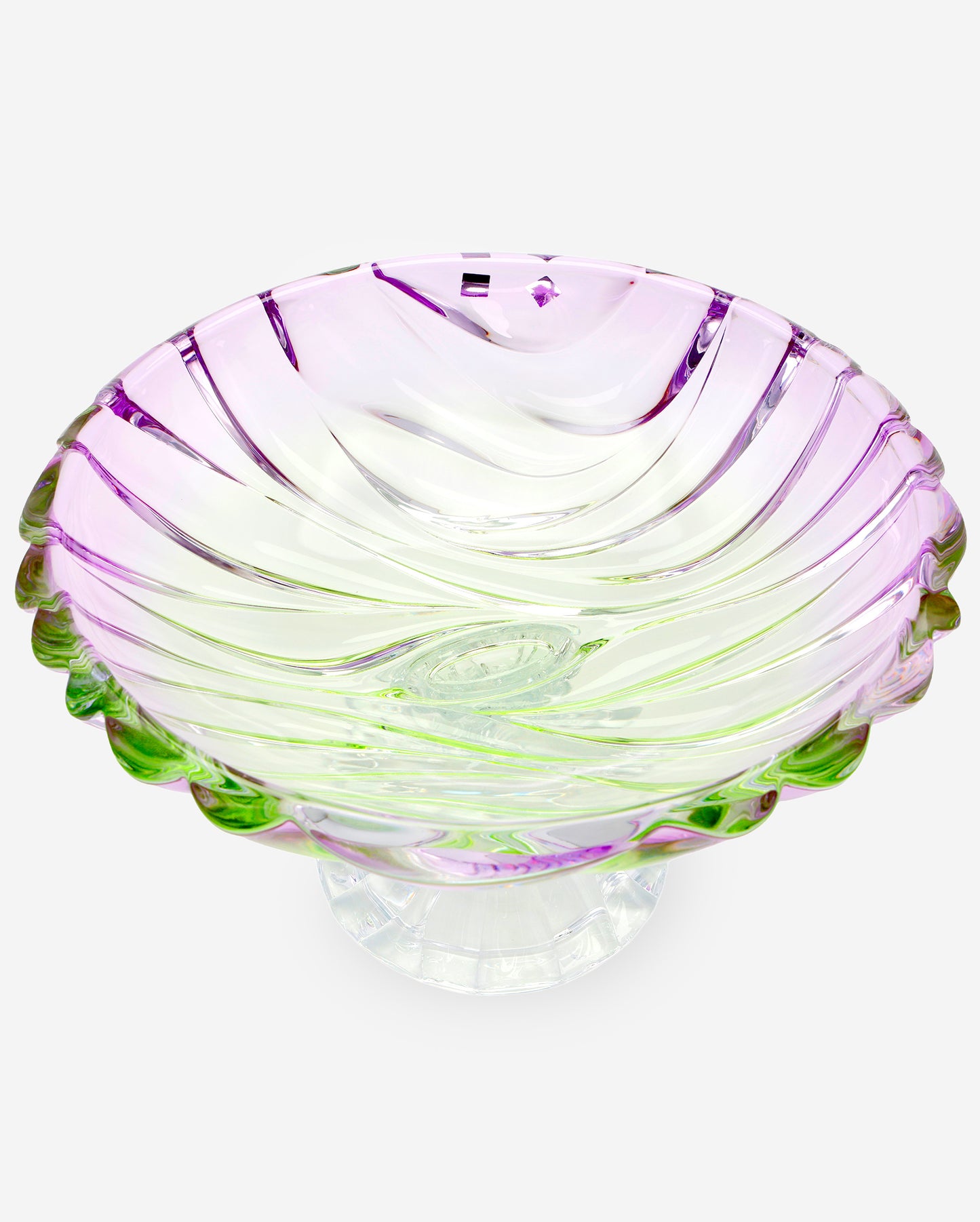 Che Crystal Bohemia Bamboo Ftd Bowl 336 Non Lead With Green And Purple Colors