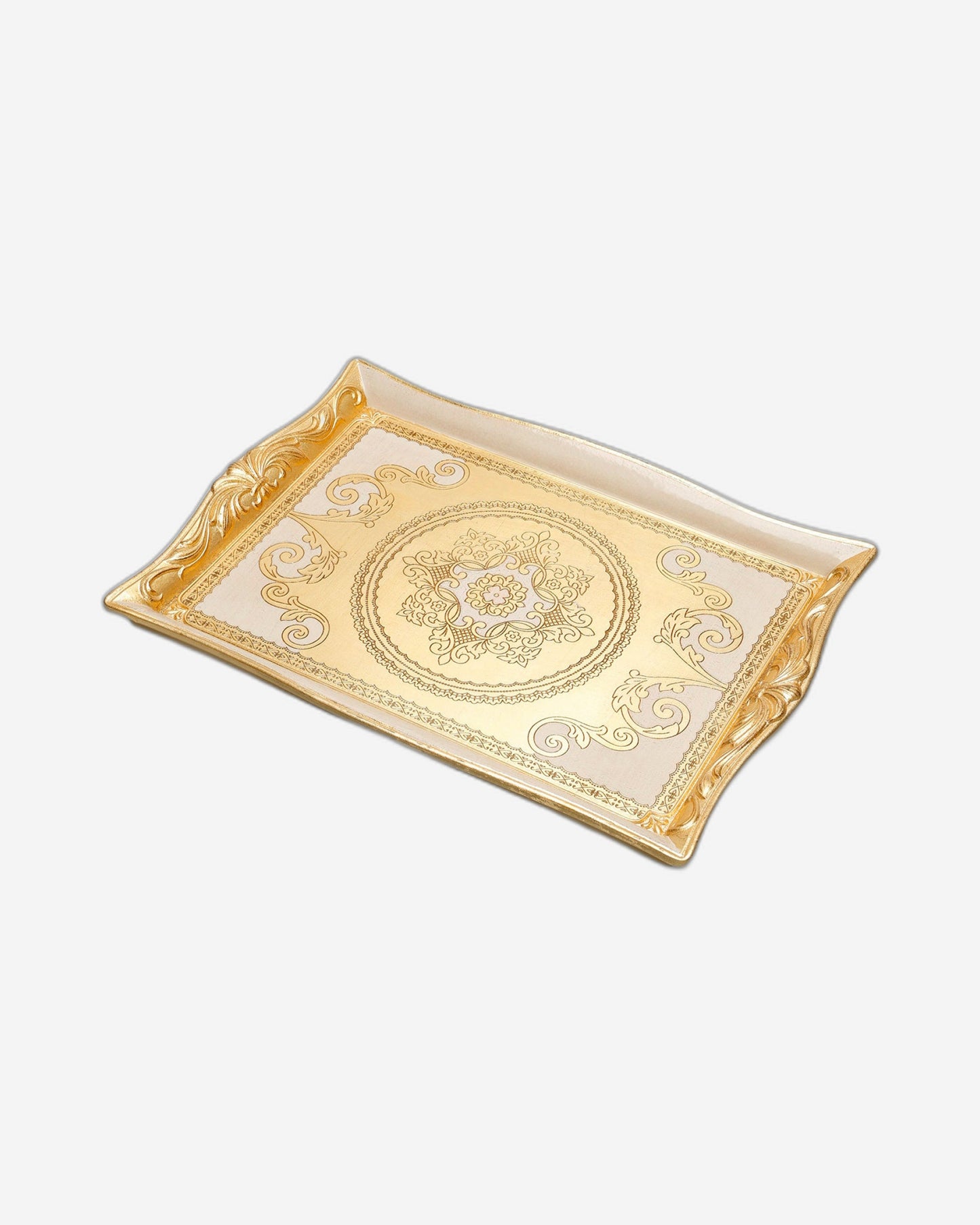 Sezzatini Elisei Oro Avario Medium Rect Tray With Lily Handles - VL-246-4-3452