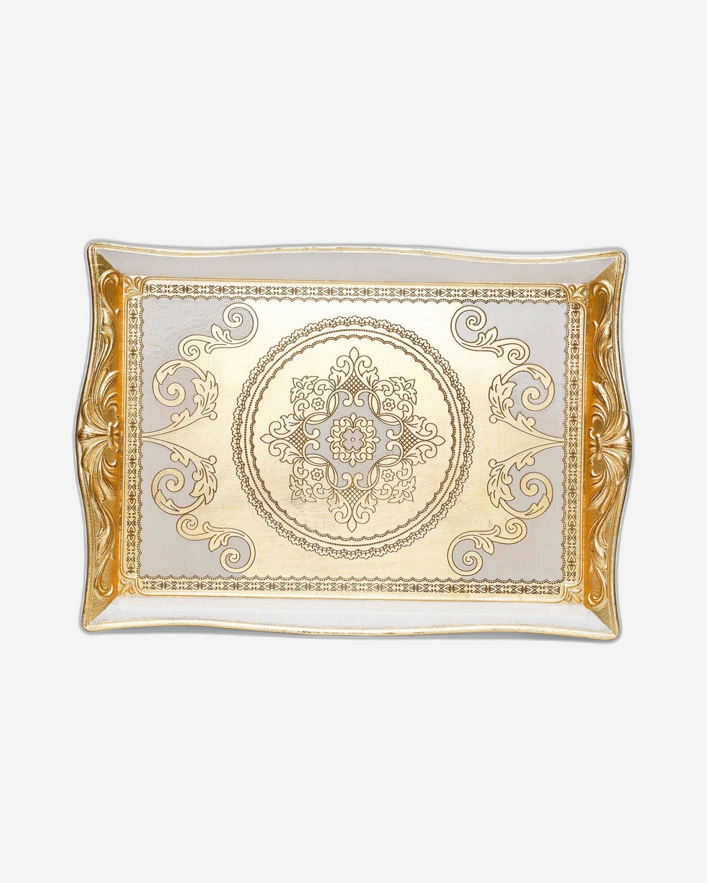 Sezzatini Elisei Oro Avario Medium Rect Tray With Lily Handles - VL-246-4-3452