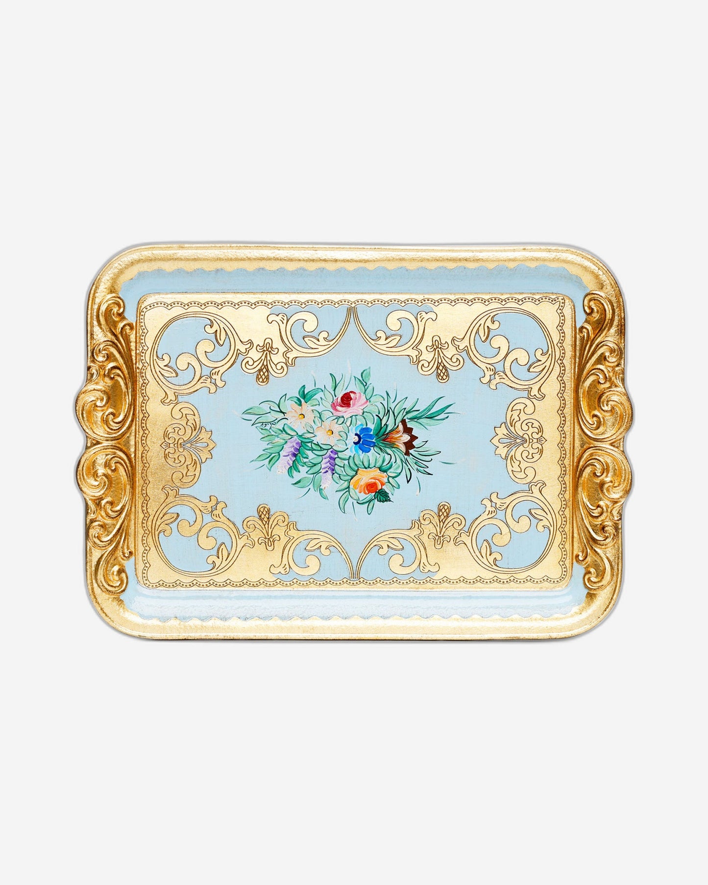 Sezzatini Ormanni Oro Celeste Ce03 Medium Rect Tray With Spiral Handles - VL-234-4-3423