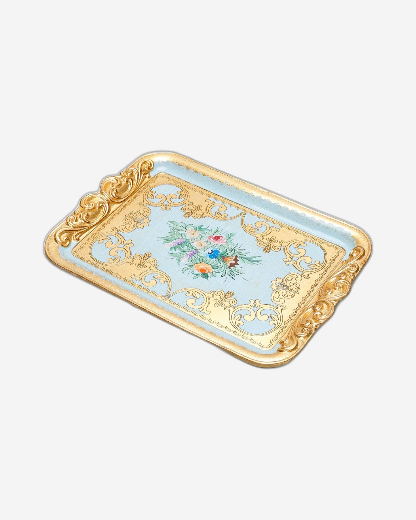 Sezzatini Ormanni Oro Celeste Ce03 Medium Rect Tray With Spiral Handles - VL-234-4-3423