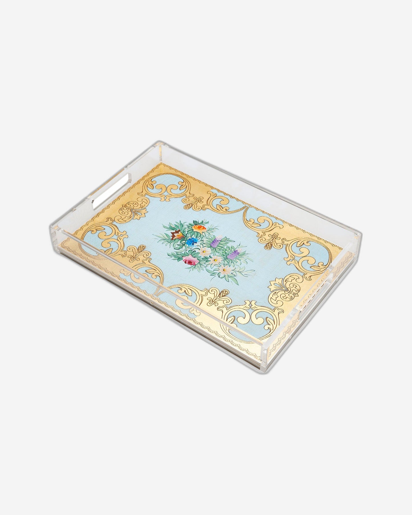 Sezzatini Ormanni Oro Celeste Ce03 Medium Rect Tray With Handles - VE-275-4-3423