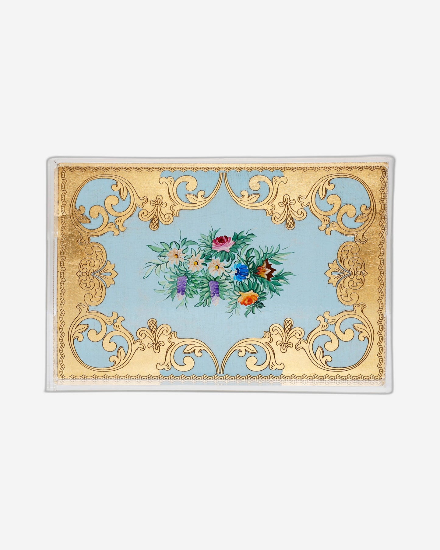 Sezzatini Ormanni Oro Celeste Ce03 Medium Rect Tray With Handles - VE-275-4-3423