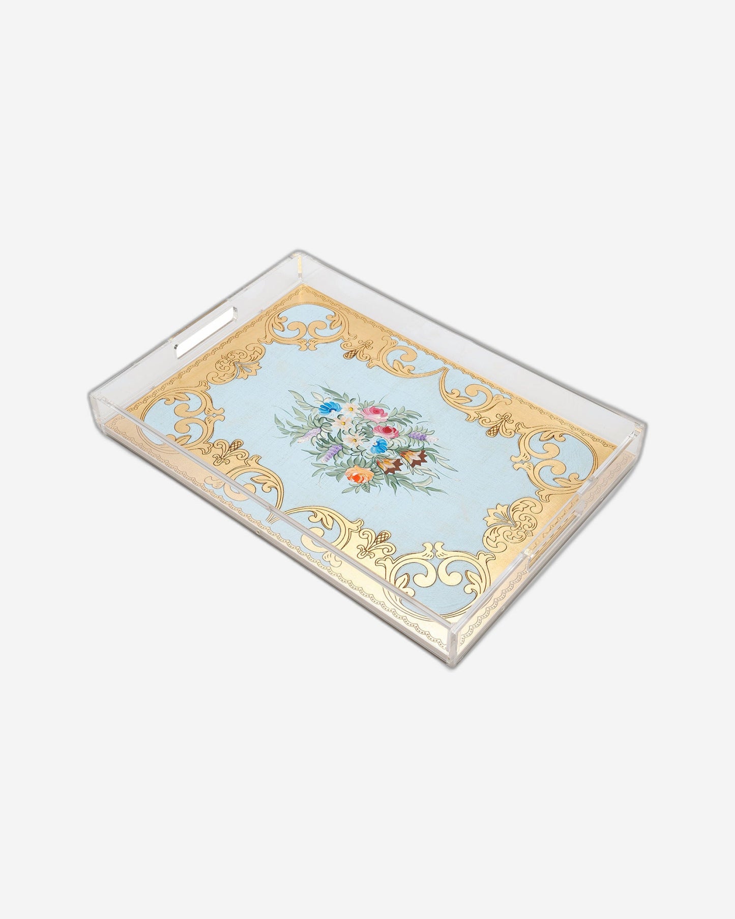 Sezzatini Ormanni Oro Celeste Ce03 Large Rect Tray With Handles - VE-275-5-3423