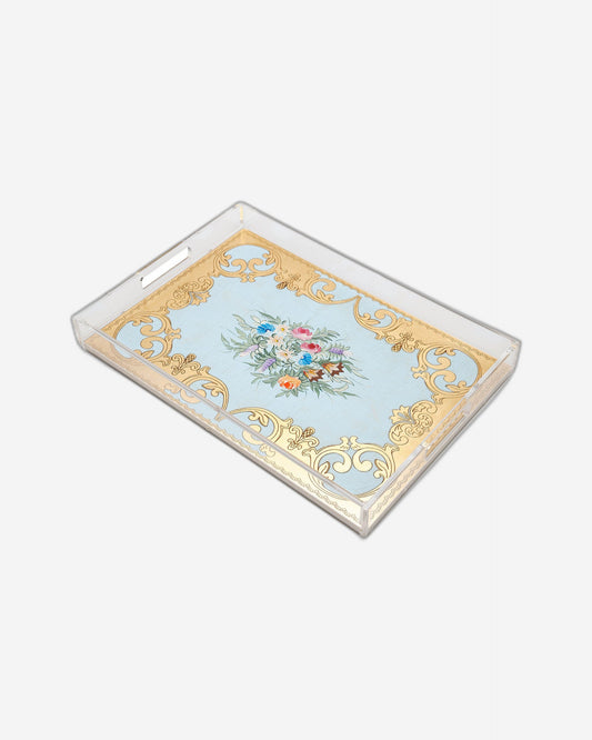 Sezzatini Ormanni Oro Celeste Ce03 Large Rect Tray With Handles - VE-275-5-3423