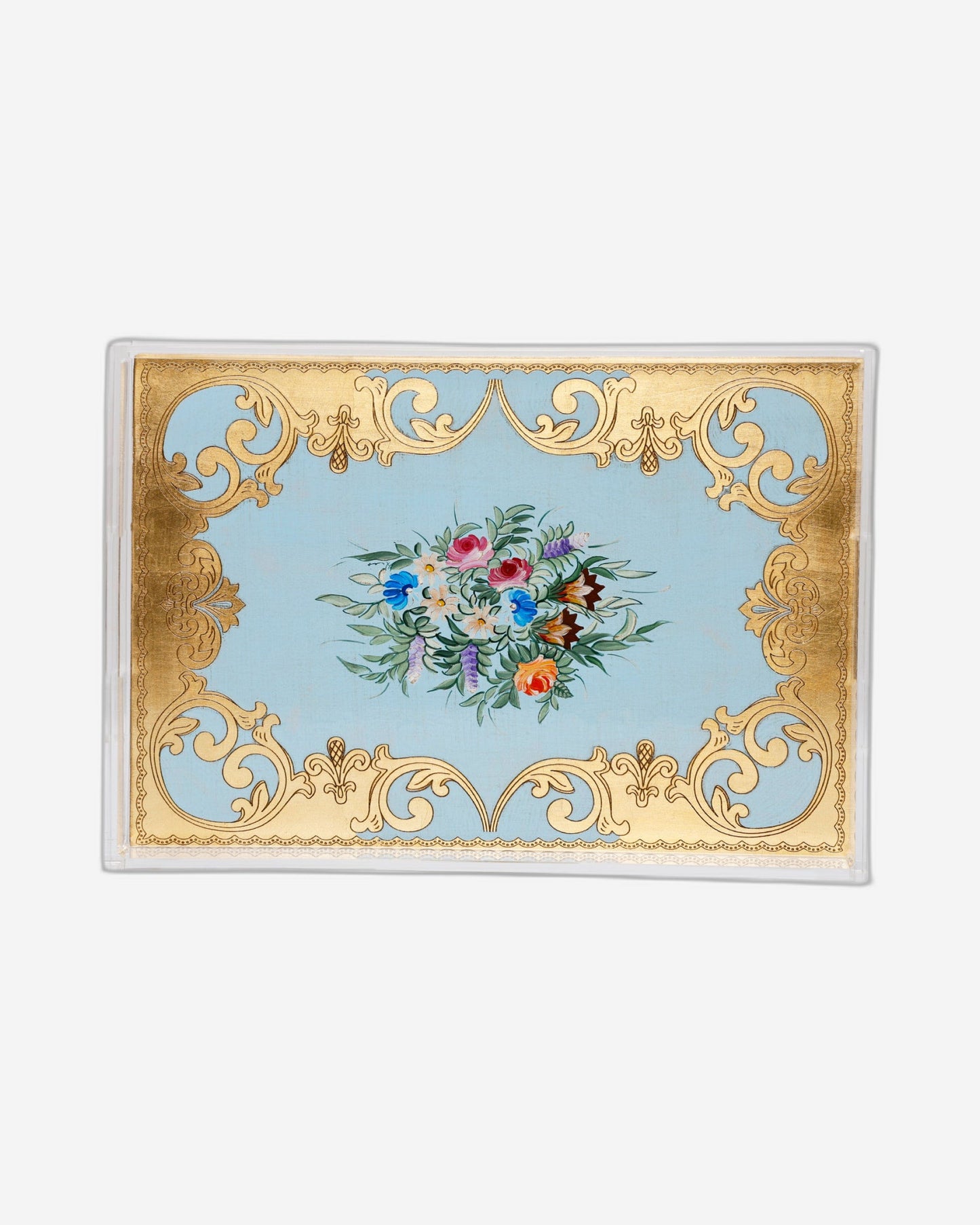 Sezzatini Ormanni Oro Celeste Ce03 Large Rect Tray With Handles - VE-275-5-3423