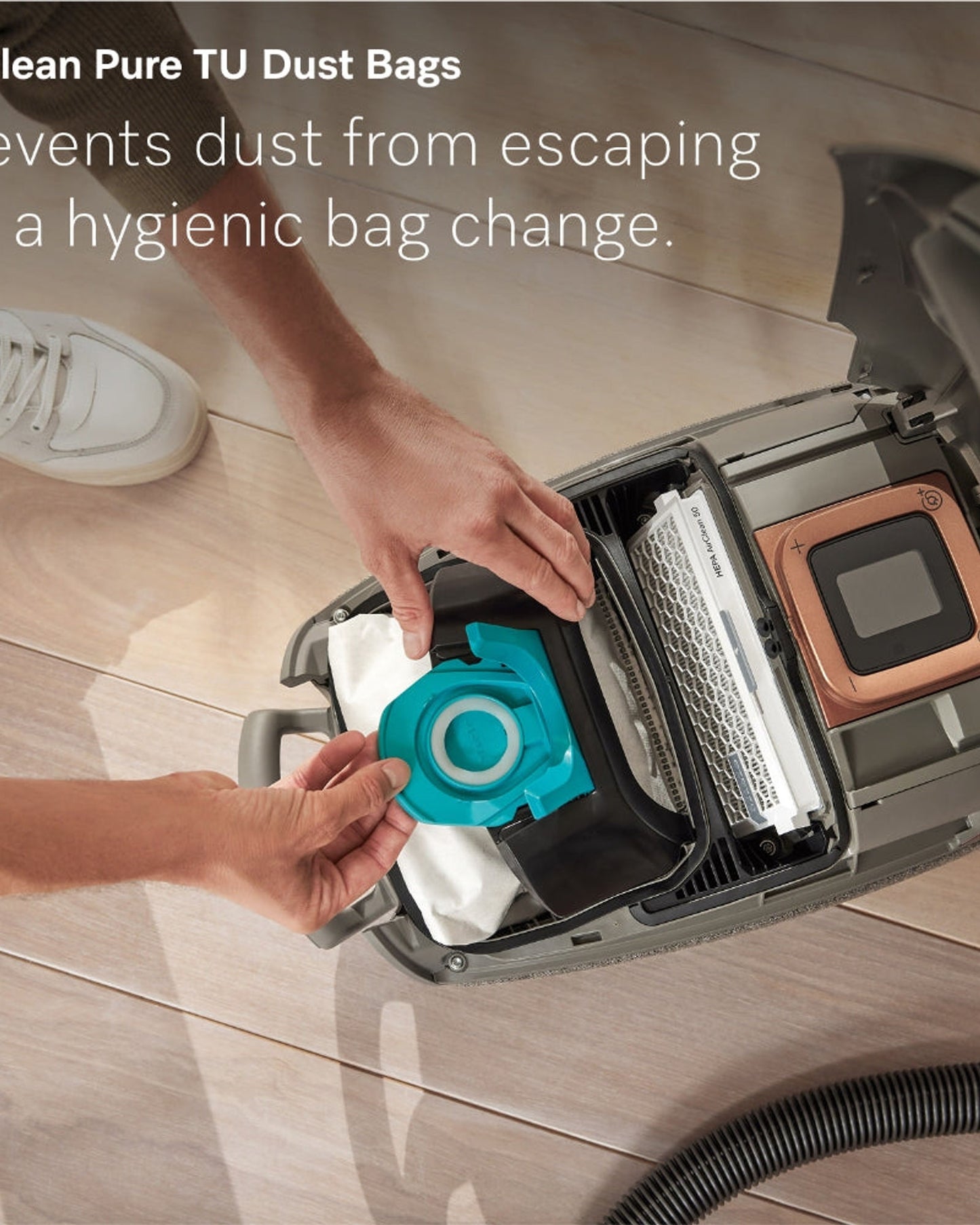 Miele Guard L1 Comfort XL Bagged Cylinder Vacuum Cleaner with Comfort Handle, AllTeQ and Parquet Twister XL Floorheads, LCD Display, in Titanium Pearl Finish