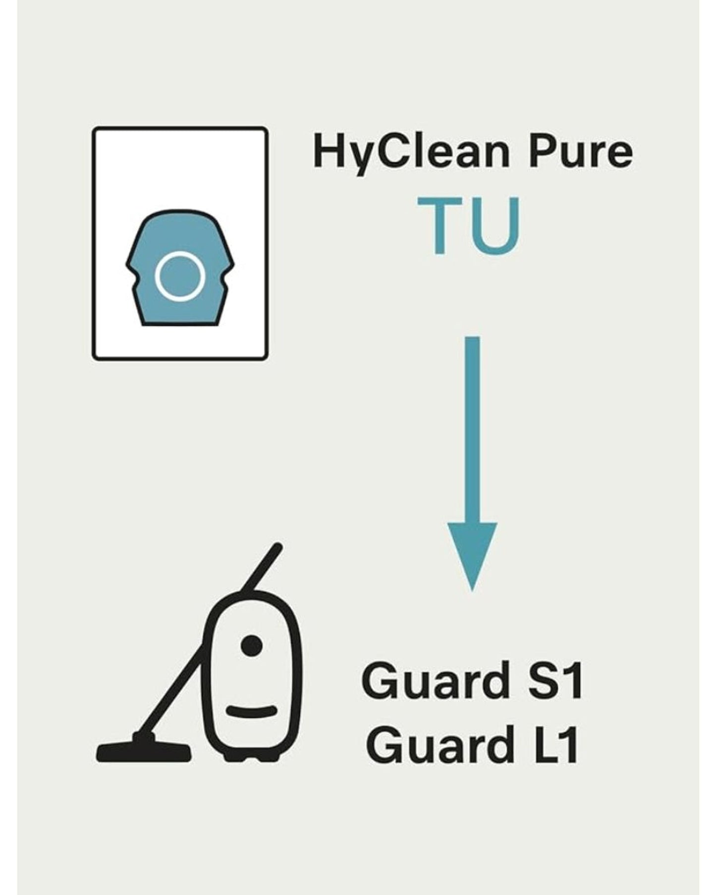 Miele HyClean Pure TU Vacuum Cleaner Dust Bags for All Miele Guard L1 and Guard S1 Models, XL Pack of 8 Dust Bags and 2 AirClean Exhaust Filters