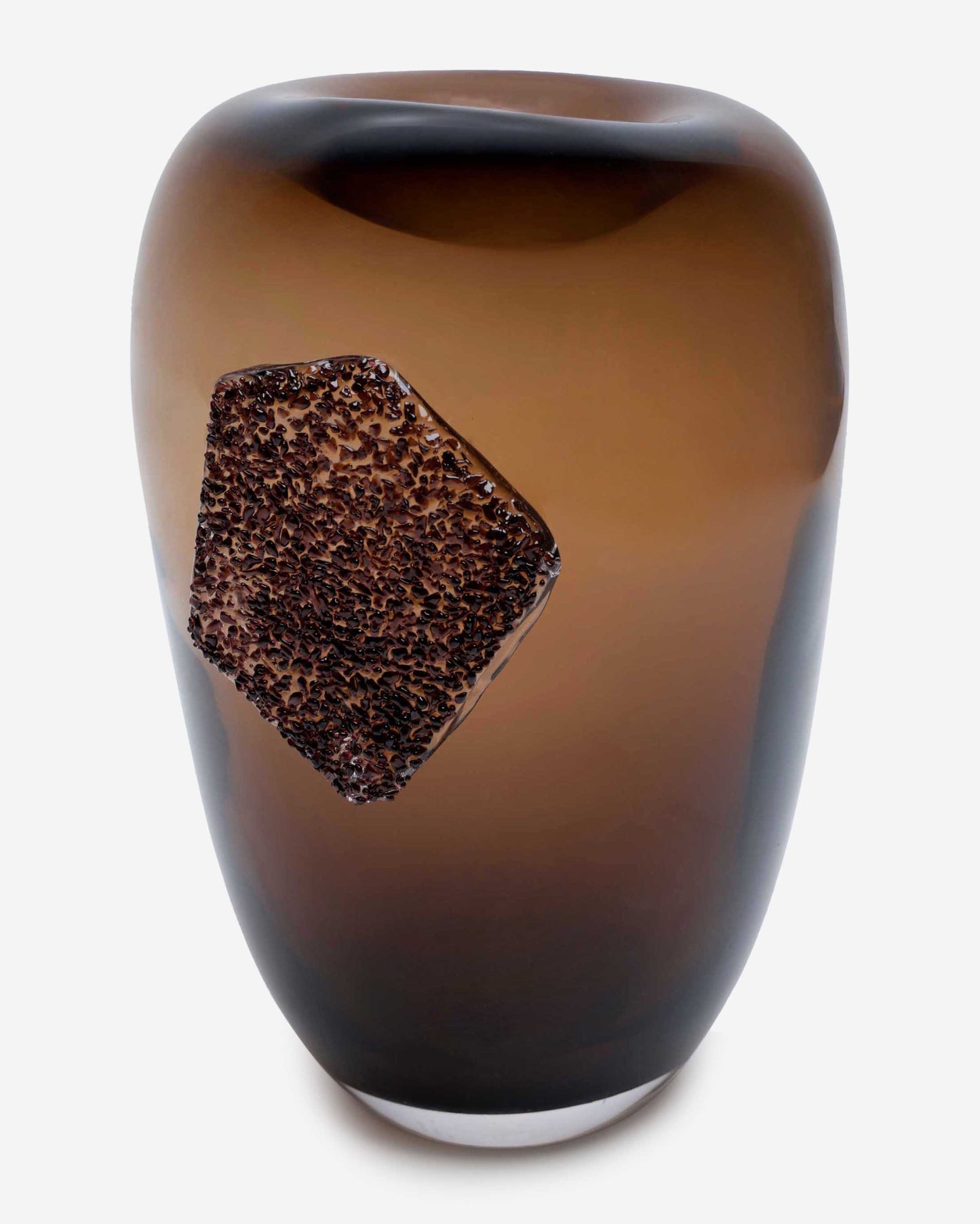 Dalian Glory Brown Vase With Glass Block -M