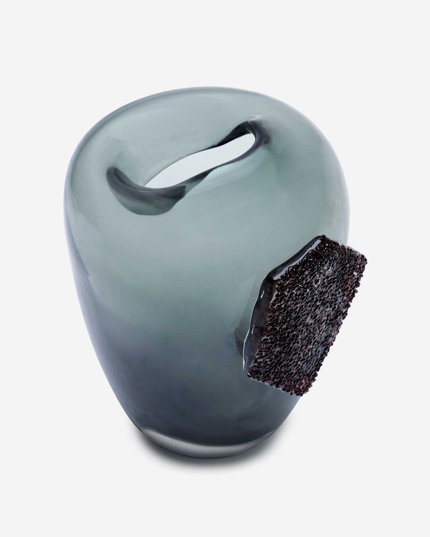 Dalian Glory Gray Vase With Glass Block -S
