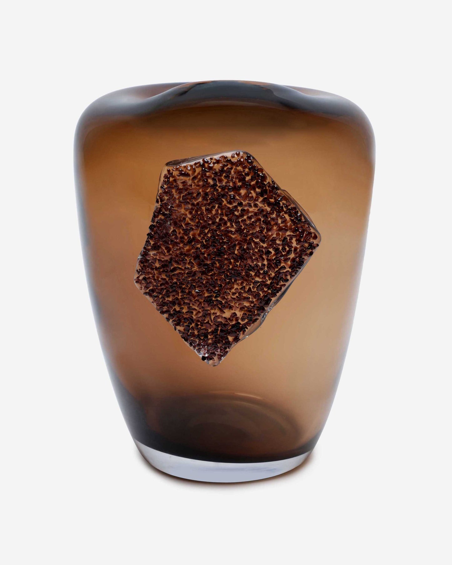 Dalian Glory Brown Vase With Glass Block -S