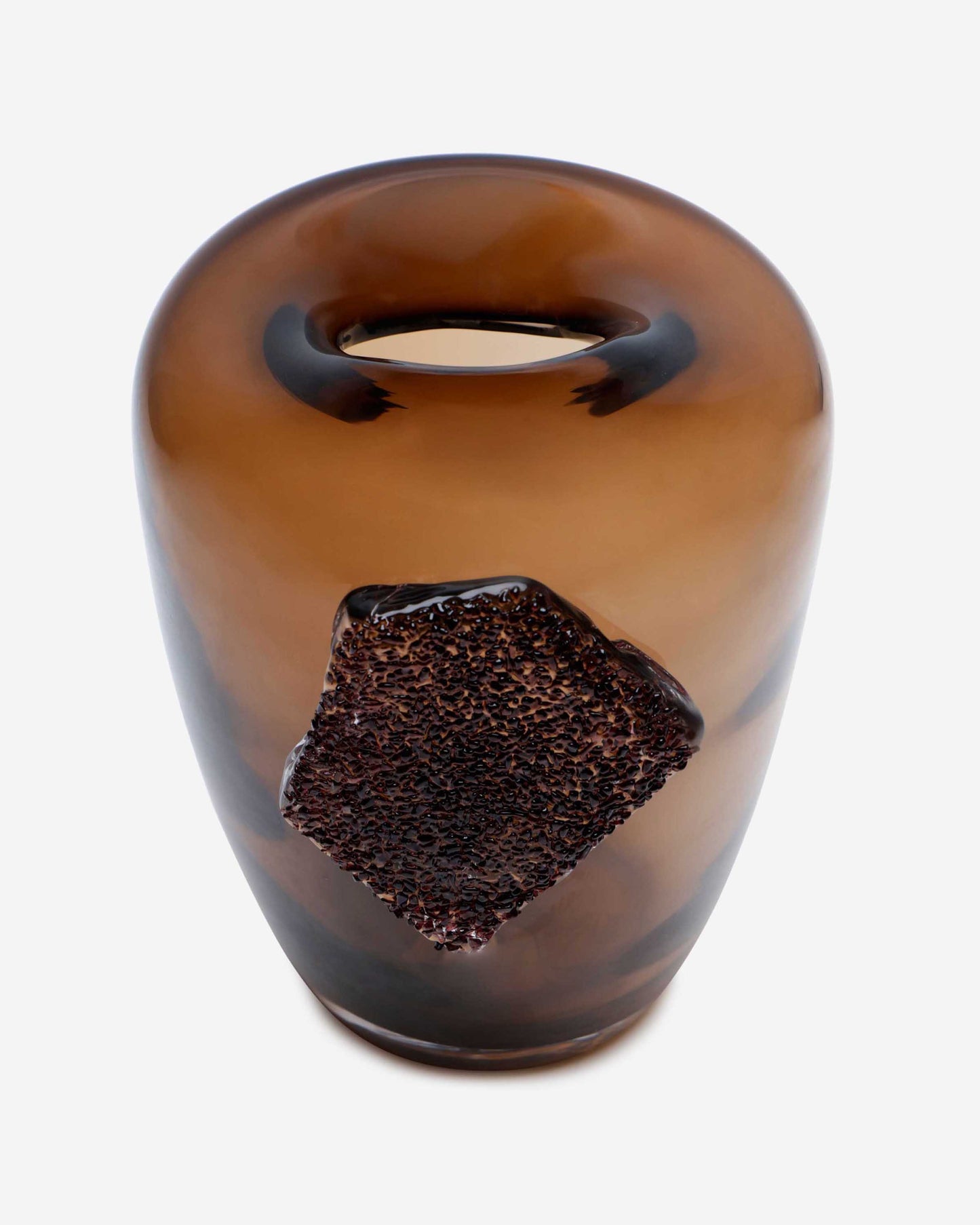 Dalian Glory Brown Vase With Glass Block -S