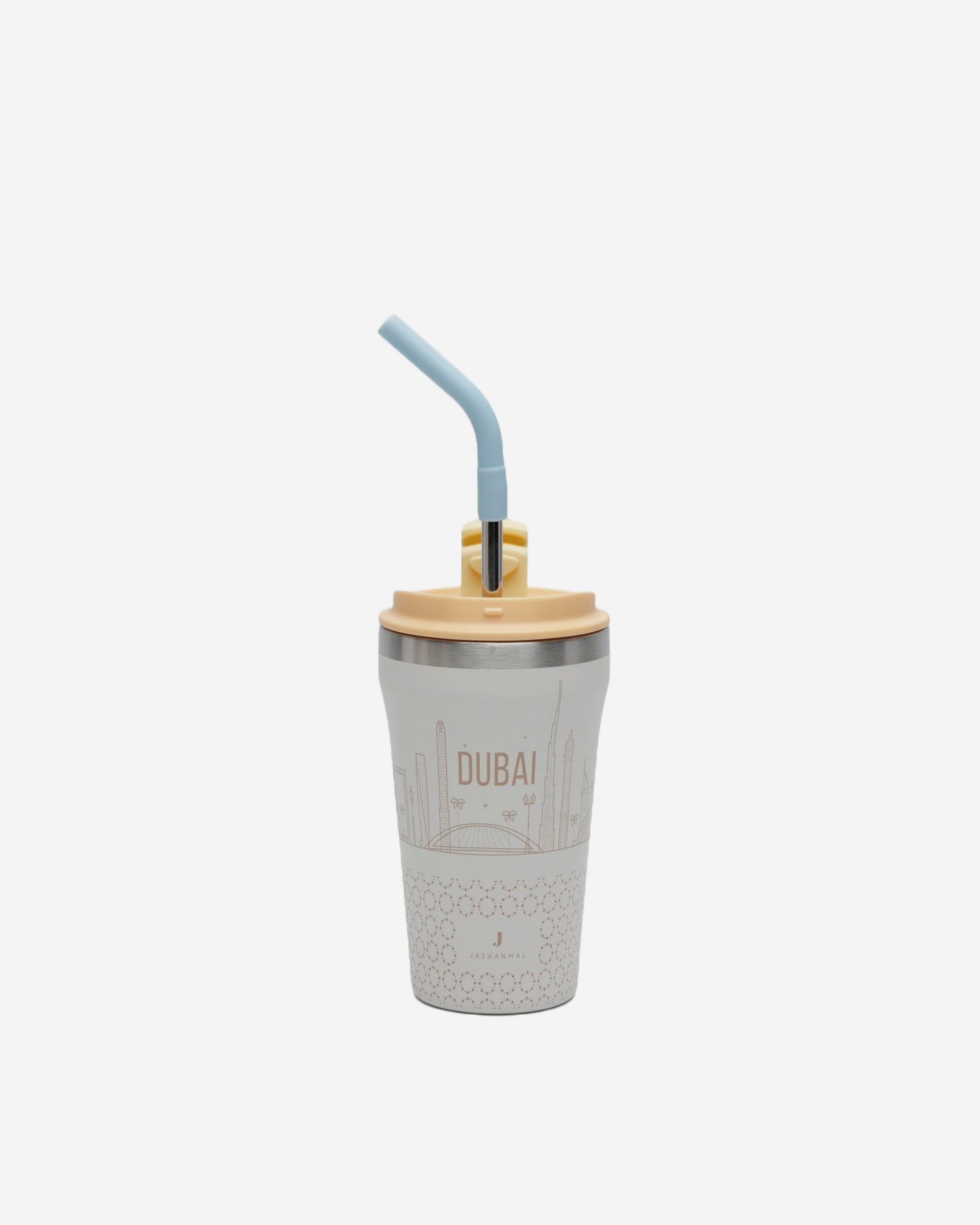 Stainless Steel Coffee Cup with Straw & Silicone Case – 355ml