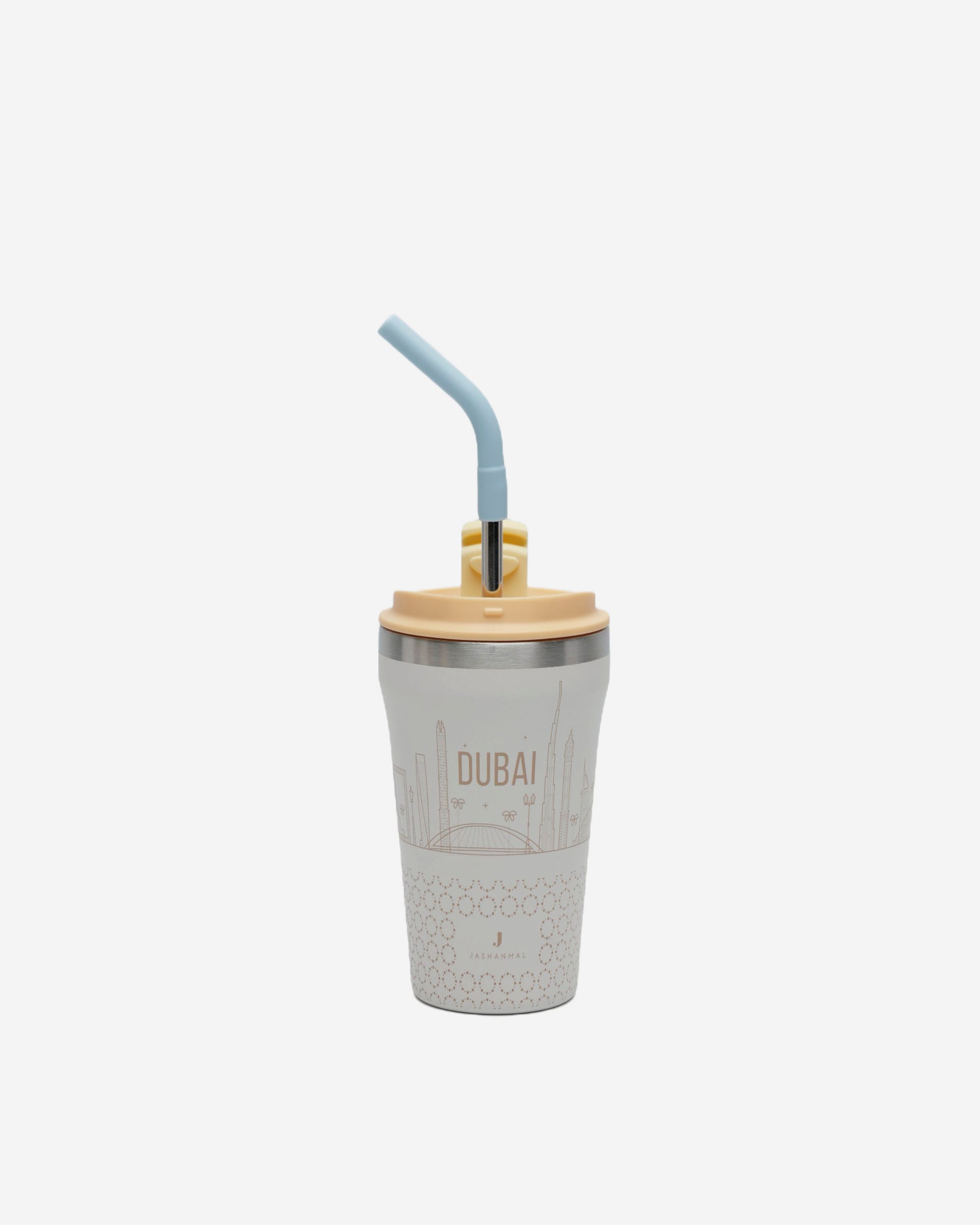 Stainless Steel Coffee Cup with Straw & Silicone Case – 355ml